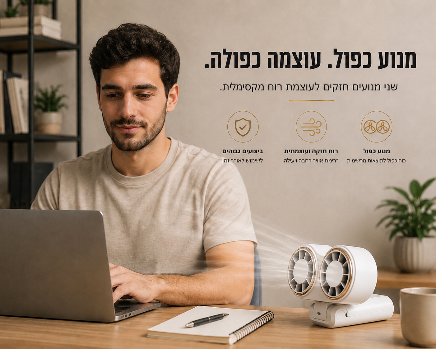 מאוורר נייד כפול